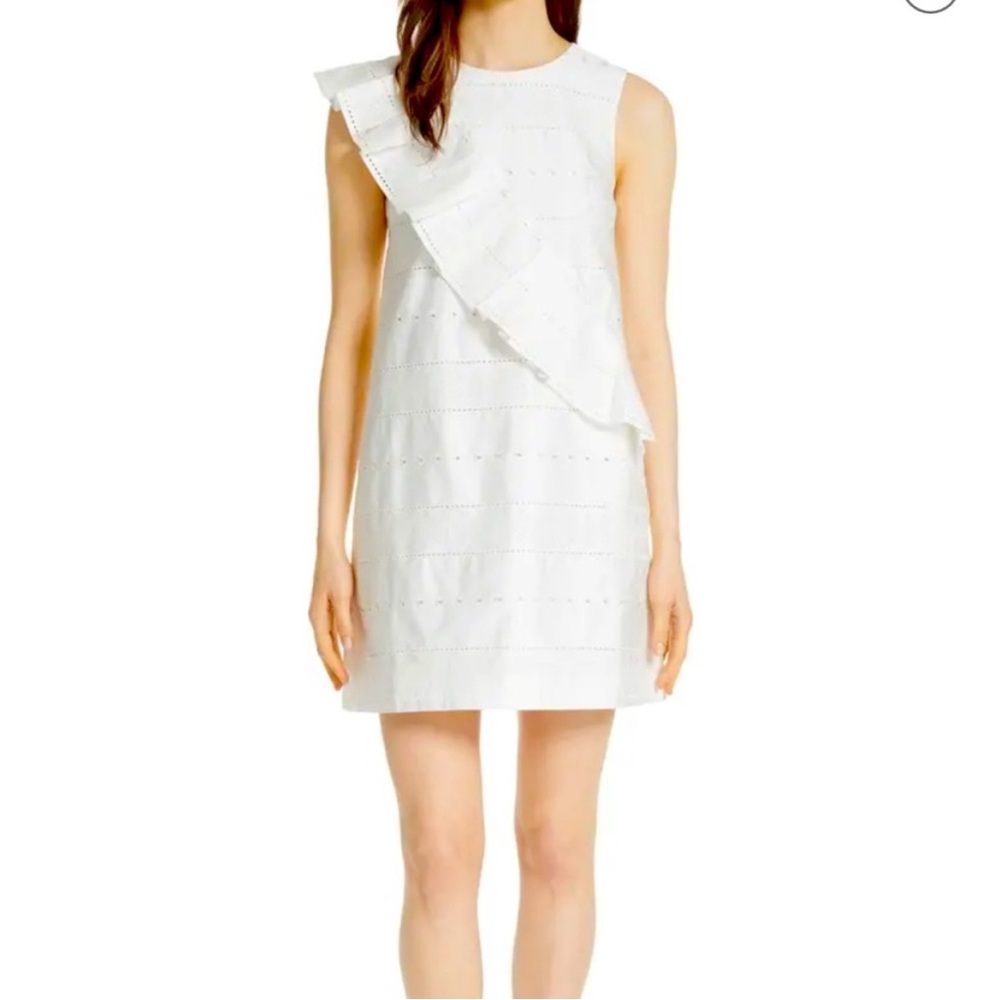 Ted baker “4” White Sleeveless Ruffle Dress